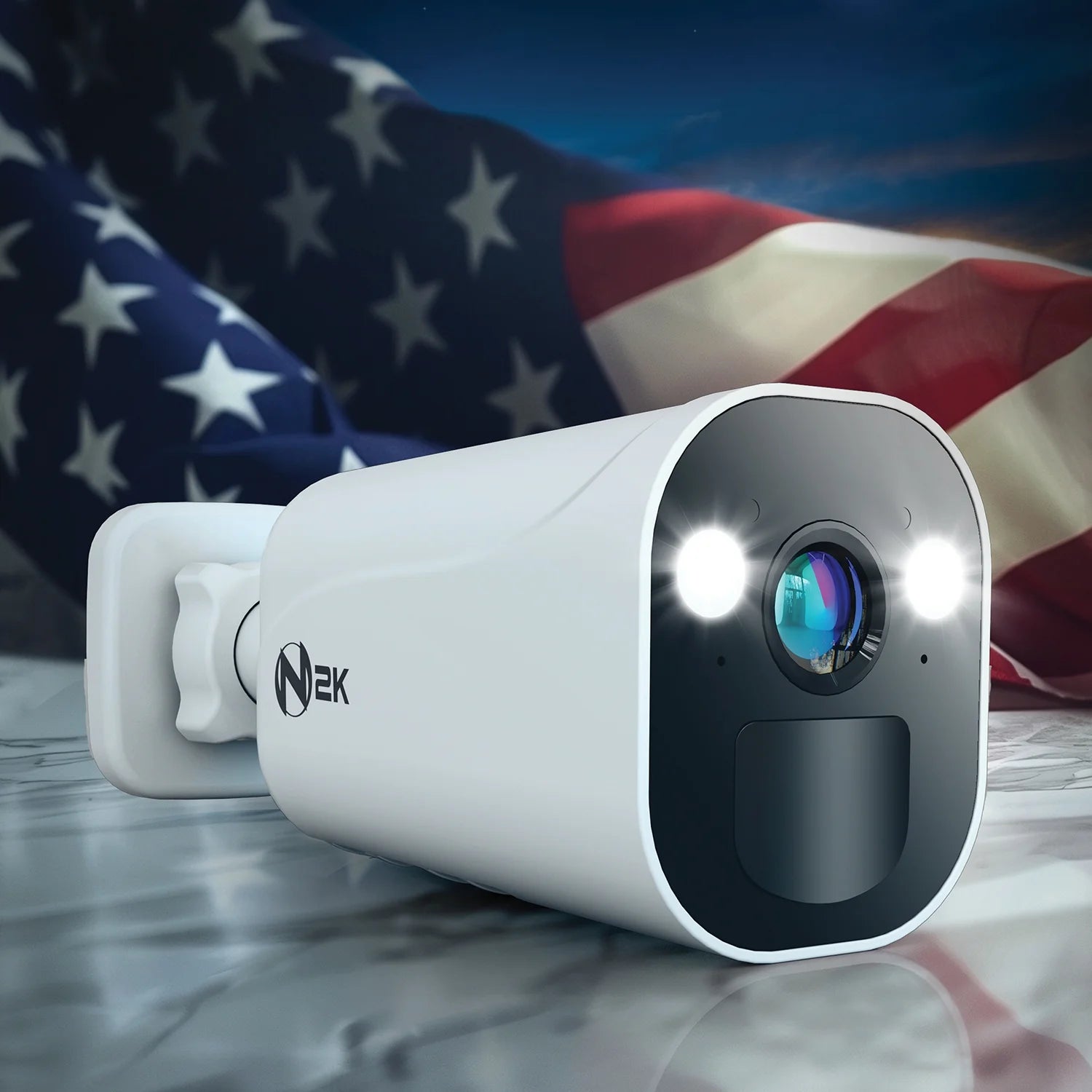 ® Wire Free (Battery) 2K Spotlight Cameras with 2-Way Audio and Audio Alerts and Siren - White