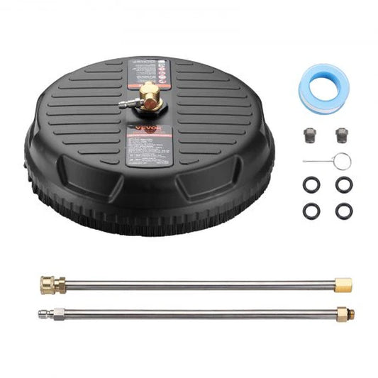 VEVOR Pressure Washer Surface Cleaner Universal 15, Pressure Washer Attachment 4000 Max PSI with 2 Extension Wand, 1/4 Quick-Connect Connector Power Concrete Cleaner, for Floor Driveway, Patio