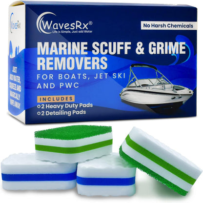 Marine Grime & Scuff Remover Pads | Boat Cleaning Supplies & Polishing Sponges for Boats &Jet Skis | Boat Erasers for Deck Marks, Scratches & Black Streaks | Improved Strength & Higher Density