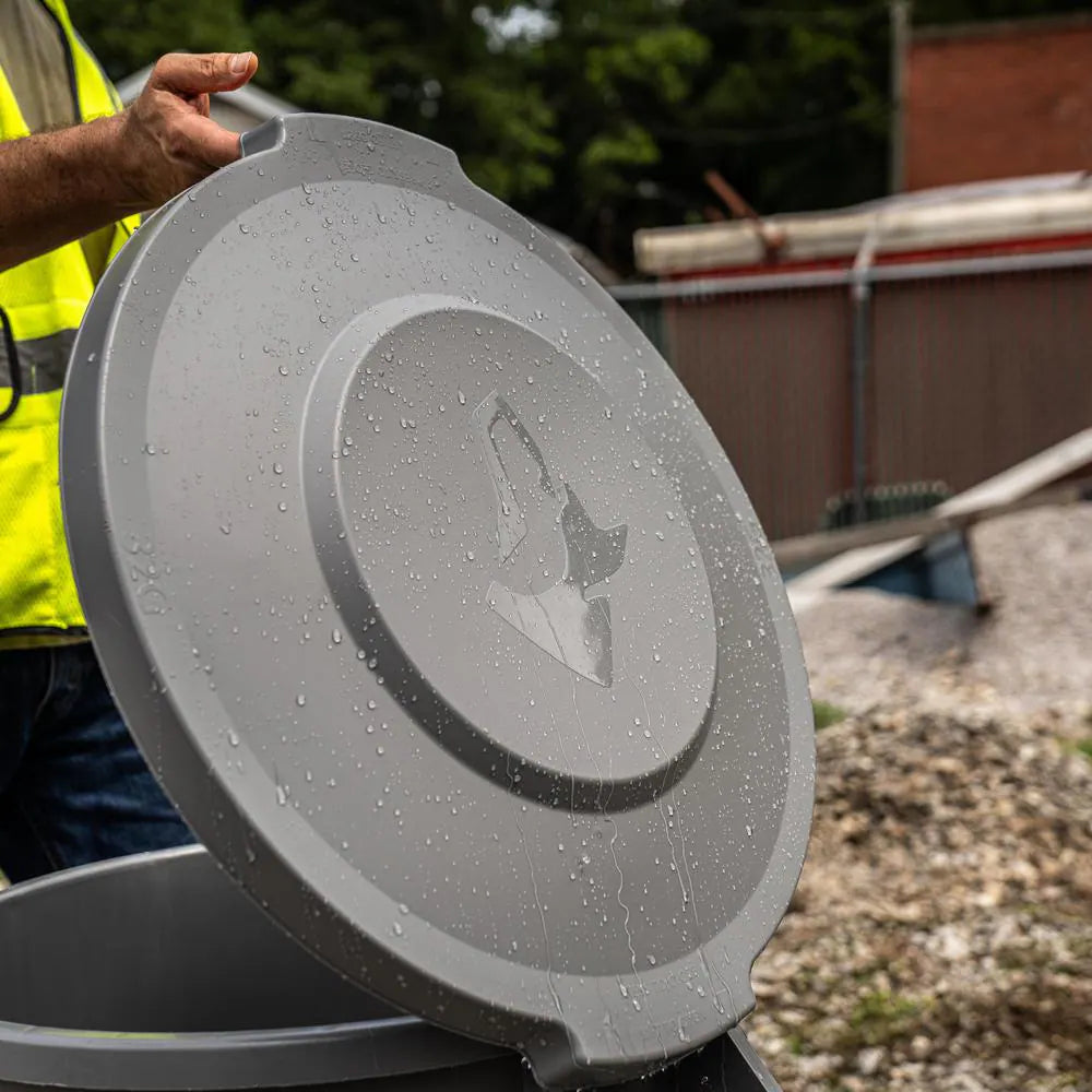 32 Gal. Grey Outdoor Vented Trash Can with Domed Lid