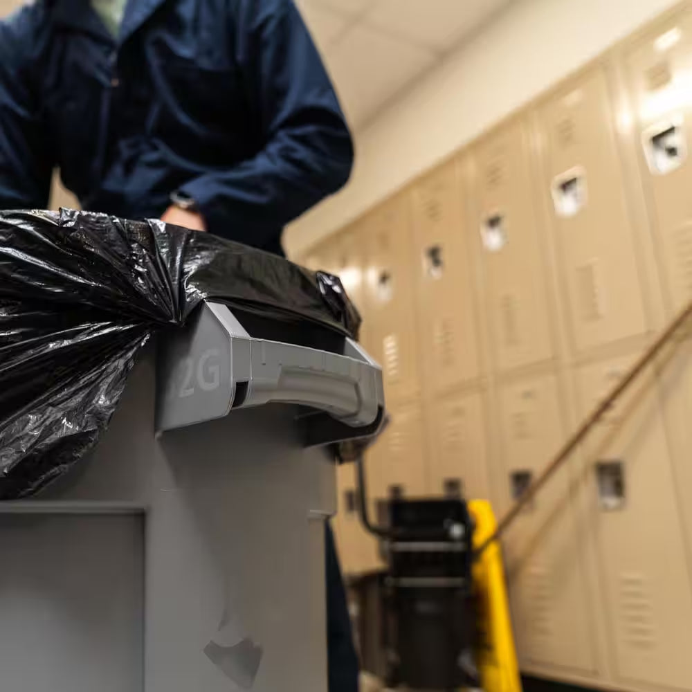 32 Gal. Grey Outdoor Vented Trash Can with Domed Lid