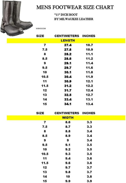 Men'S Distressed Brown Leather Wide Width 11-Inch Square Toe Harness Motorcycle Boots MBM9005W