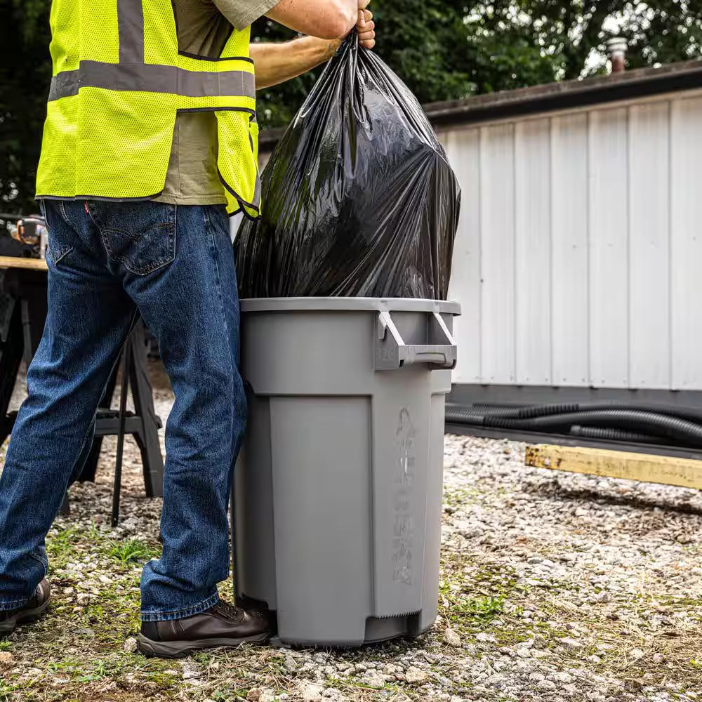 32 Gal. Grey Outdoor Vented Trash Can with Domed Lid
