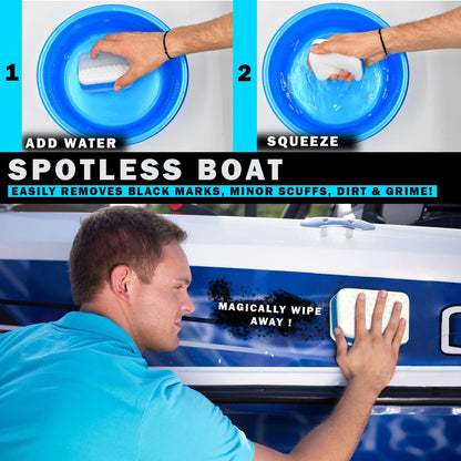 Marine Grime & Scuff Remover Pads | Boat Cleaning Supplies & Polishing Sponges for Boats &Jet Skis | Boat Erasers for Deck Marks, Scratches & Black Streaks | Improved Strength & Higher Density